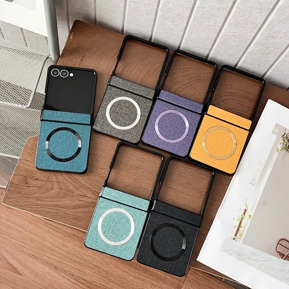 Business Simple Fabric Nylon PC for Magsafe Phone Case For Samsung Galaxy Z Flip 8 7 FE 6 5 4 3 5G Hinge Protect Anti-drop Cover