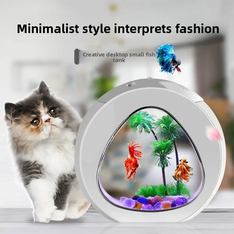 Creative Desktop Ecological Mini Aquarium Acrylic Small Ornamental Tank For Goldfish Home Tabletop Landscape Decoration