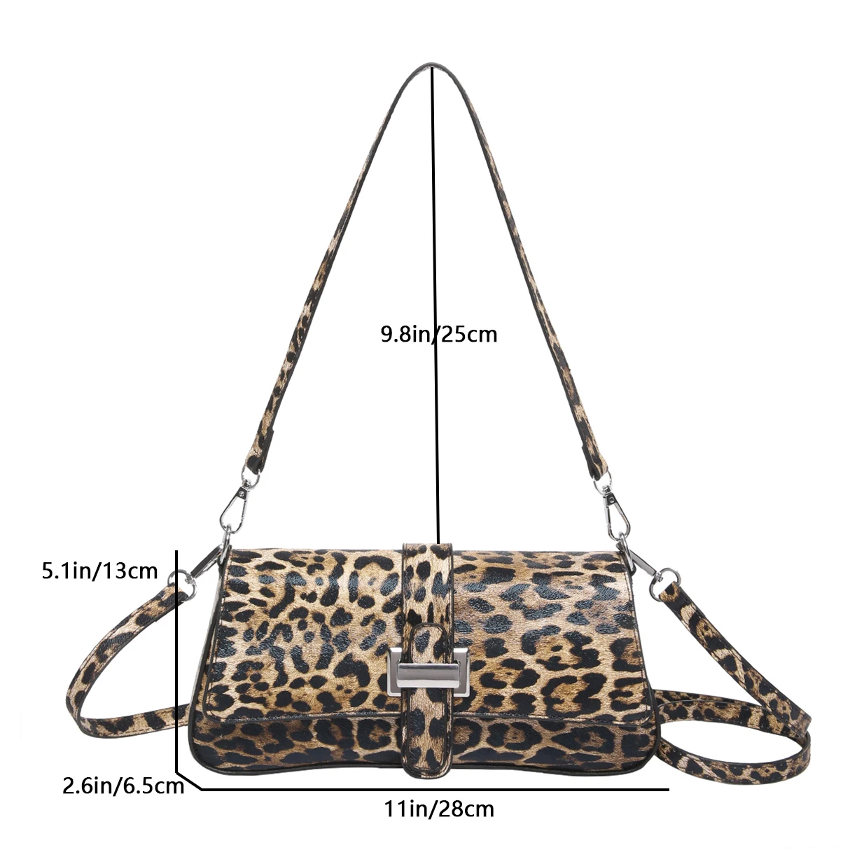 Bolsa tiracolo de couro leopardo feminina, aba pequena, bolsa axila de ombro, bolsa feminina, designer, 2024