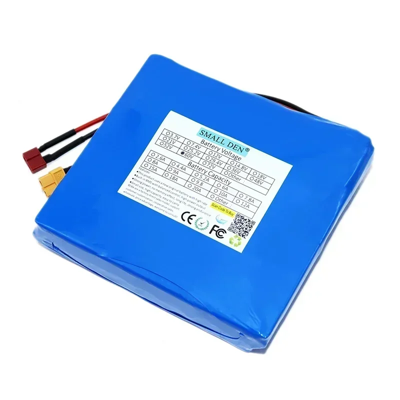 Kemasan baterai lithium isi ulang 18650 60V 6AH baterai daya 6000mAh 16S2P 15A baterai isi ulang tenaga surya BMS 900W bawaan