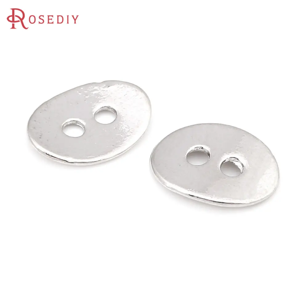 30PCS Imitation Rhodium Vintage Style Zinc Alloy Oval Buttons Connect Charms Diy Jewelry Making Supplies Bracelets Accessories