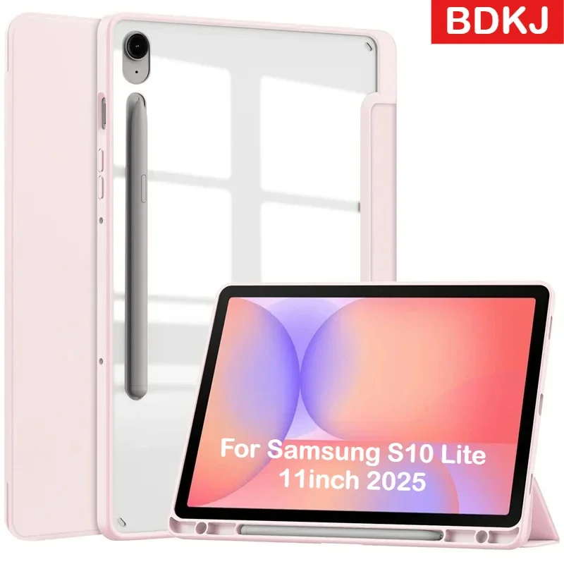 HD Acrylic Case for Samsung Galaxy Tab S11 S10 Lite FE Plus 2025 SM-X400 SM-X406B S9 S8 Ultra with Pencil Holder Protecfor Cover