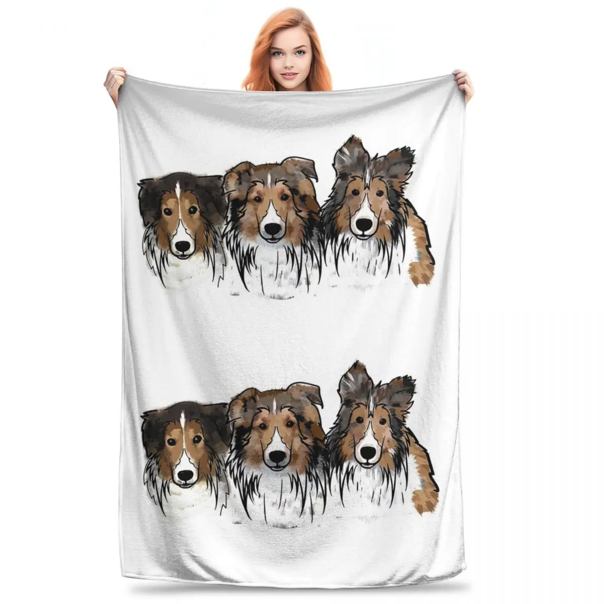 3 Shelties Blanket Fleece Portable Throw Blankets Sofa Throw Blanket For Home Bedroom Outdoor Throws Bedspread Quilt