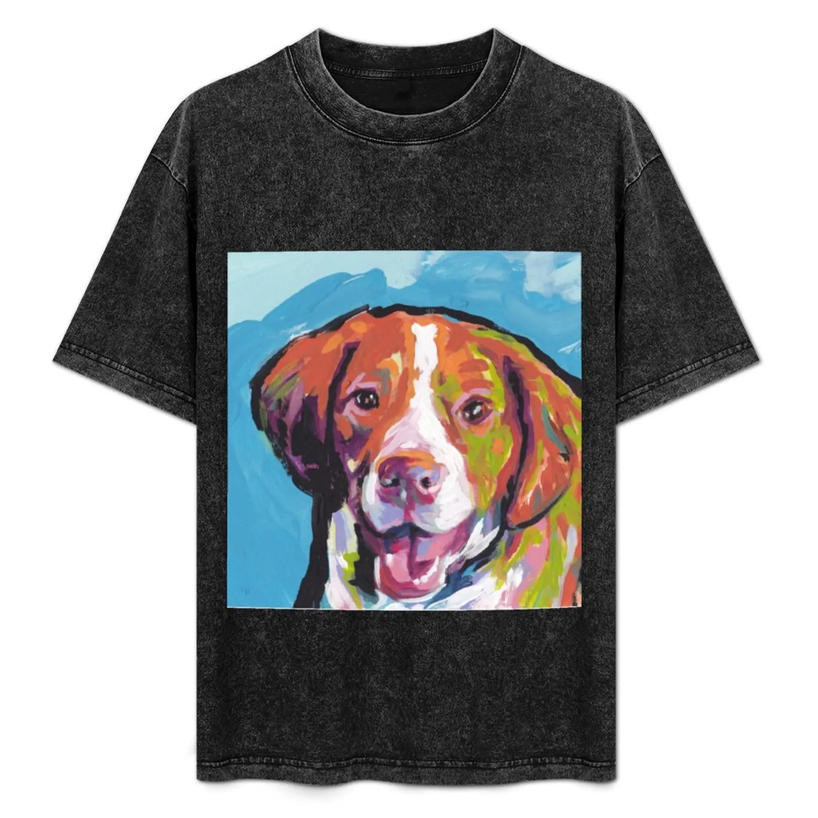 Brittany Spaniel Bright colorful pop dog art T-Shirt summer tops for a boy designer t shirt men