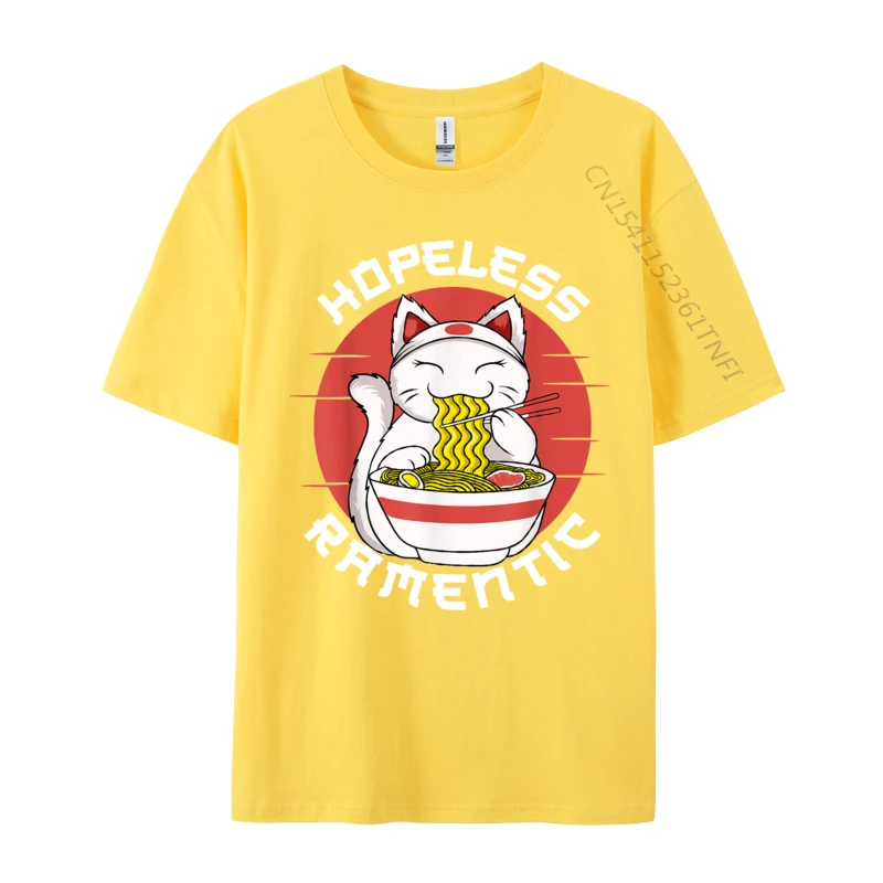 Ramen Noodles Hopeless Ramentic Japanese Kawaii Cat Gift Cotton Men Tshirts Print Tops & Tees Special comfortable T Shirts