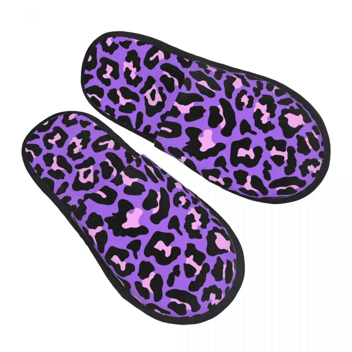 

Custom Neon Purple And Pink Leopard Memory Foam Slippers Women Cozy Warm Animal Cheetah Print House Slippers