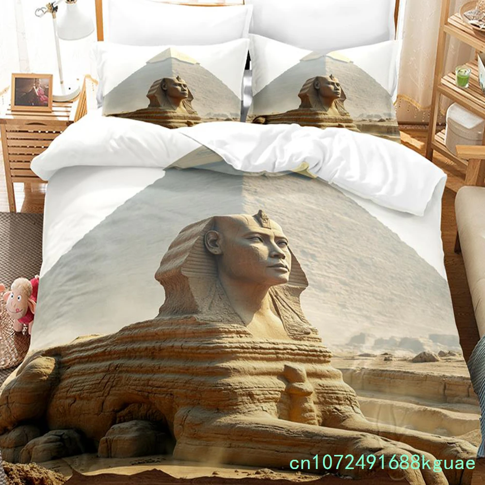 Ancient Egyptian Sphinx Bedding Set Civilization Relief Totem Soft Comfortable Duvet Cover Set For Bed Pillowcase