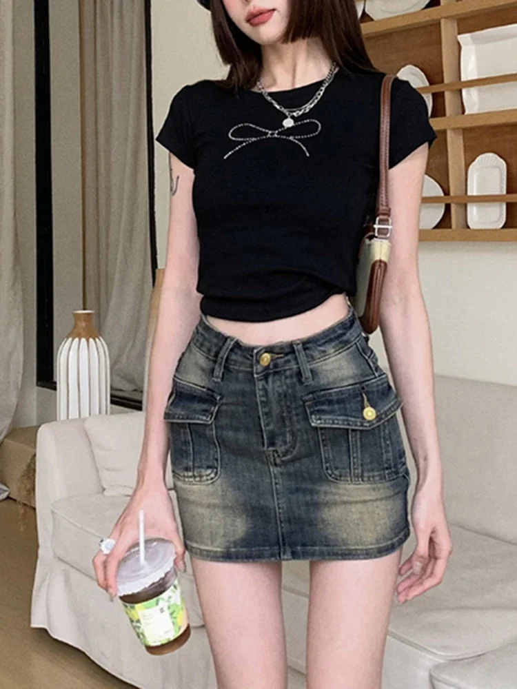 

High Waist Blue Simple Basic Tight Hip Skirts Female Summer New Slim Denim Women Skirts Fashion Street Sexy Casual Woman Skirts