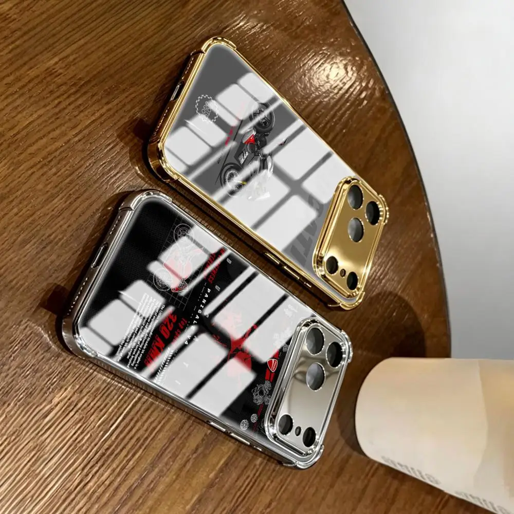 

DucatiS Phone Case For iPhone 17 16 15 14 13 12 11 Plus Pro Max Gold silver four-corner shockproof glass