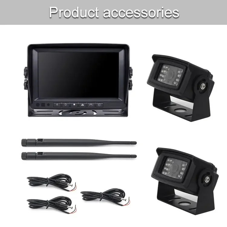 7インチ2チャンネルデジタルワイヤレスリバースキット1080Pナイトビジョンカメラ運転逆転監視トラック用IP68防水