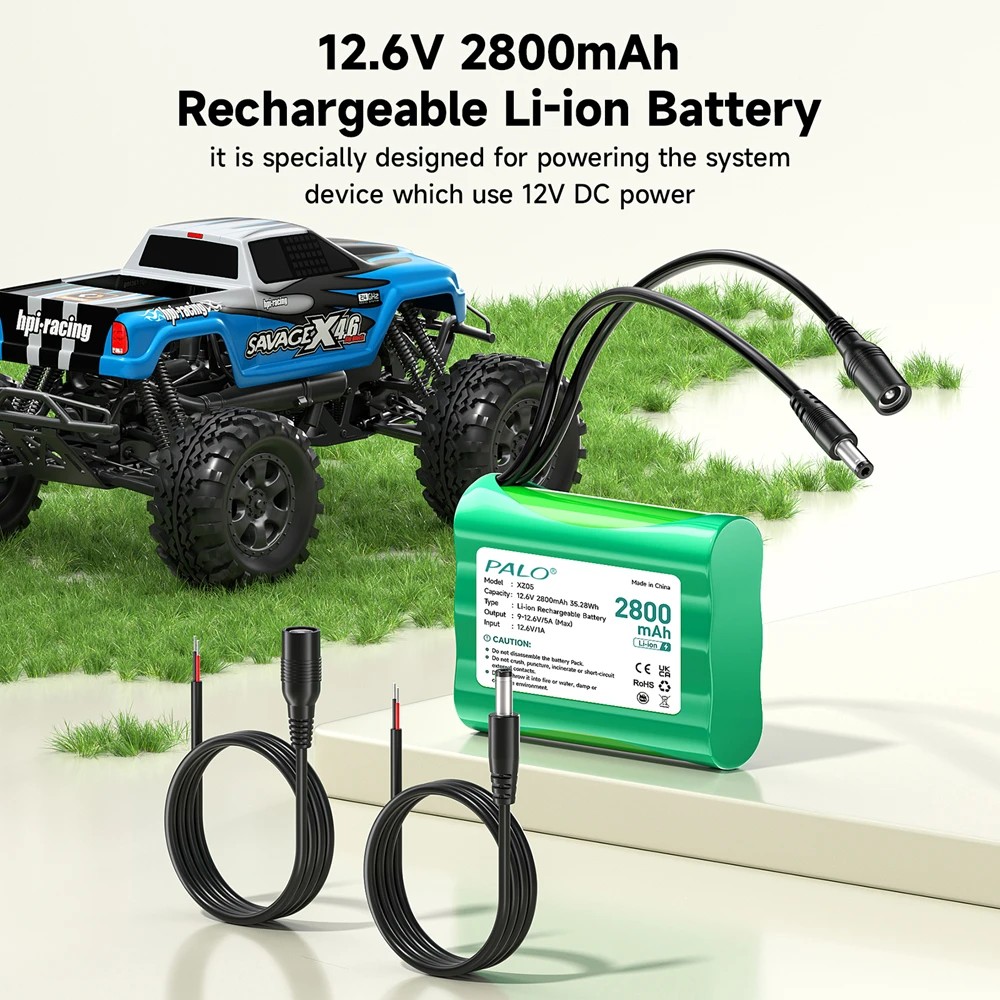 

12V Rechargeable 2800mAh Lithium Battery Pack with Charger for 12V Devices, DIY Project, Bike Light, RC Car, Electric Pianos
