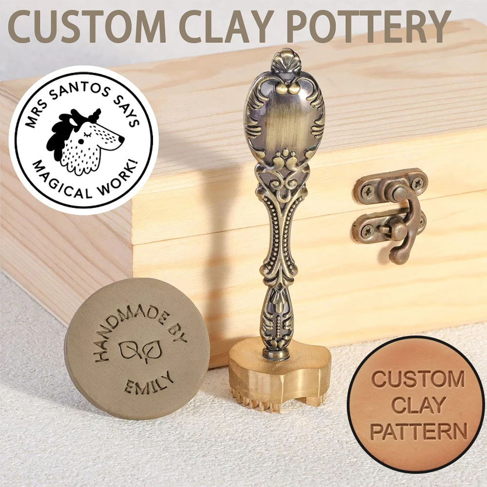 DIY Personalisierte Töpferei-Stempel Kreis/Quadrat Logo-Design Individuelle Ton-Keramik-Stempel für Seifenherstellung Eisformen Töpfer-Liebhaber Geschenk