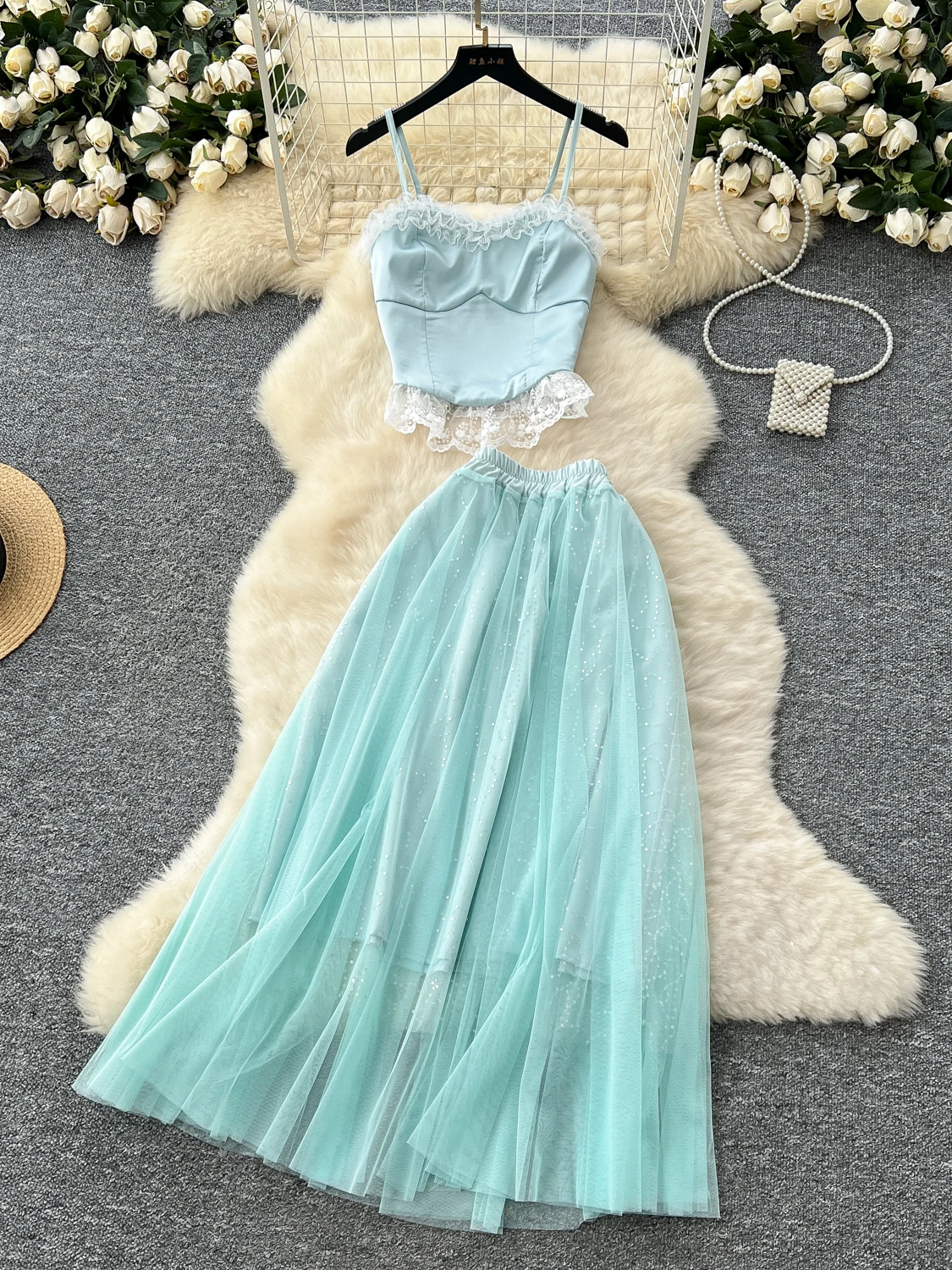 

Ele Long Sve See tough awl Vest And Me Skirt Tee Piece Women's Faion Set Breathable Lightweight for Summer