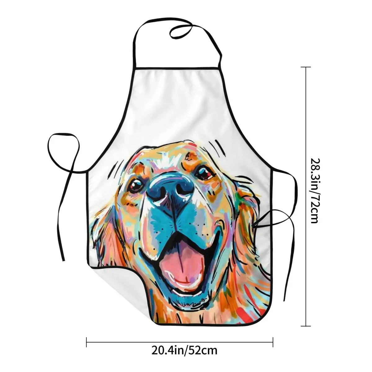 Smile Golden Retriever Dog Printed Apron Chef Cooking Tablier Sleeveless Bib Kitchen Cleaning Pinafore for Women Men Gardening