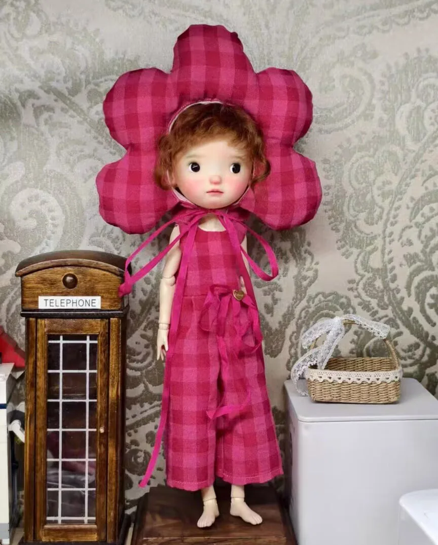 1set kawaii style 2025 Blythe/landoudou Jumpsuit + Flower Hat (Fit for Lulu,ymy24,Ob22,24,26,zone, Jenny)
