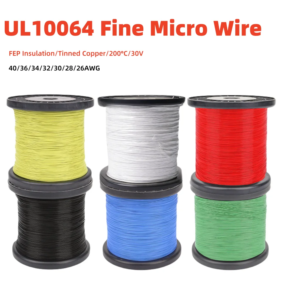 10/20/50M UL10064 FEP Wire 26/28/30/32/34/36/40AWG  Plastic Ultra Fine Micro Litz Wires Solder High Conductivity Copper Cable