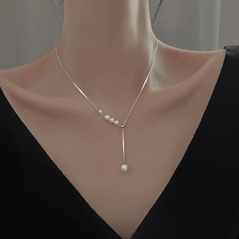 925 Sterling Silver Women's Neck Chain Jewelry Pearl Pendants Choker Necklaces Luxury Quality Exquisite Accessories Money 925