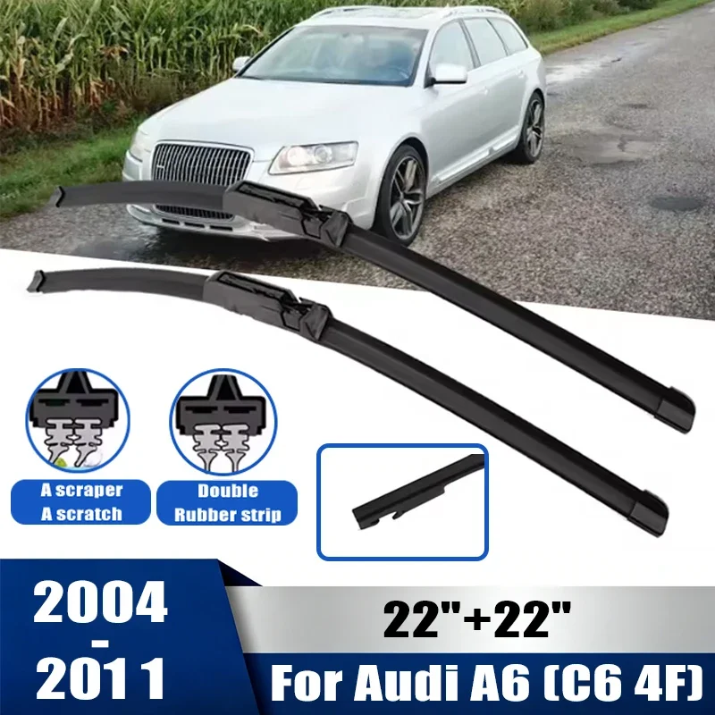 

2pcs Wiper Front Wiper Blades Set For Audi A6(C6 4F) 2004-2011 2005 2006 Windshield Windscreen Window 22"+22" Car Accessories