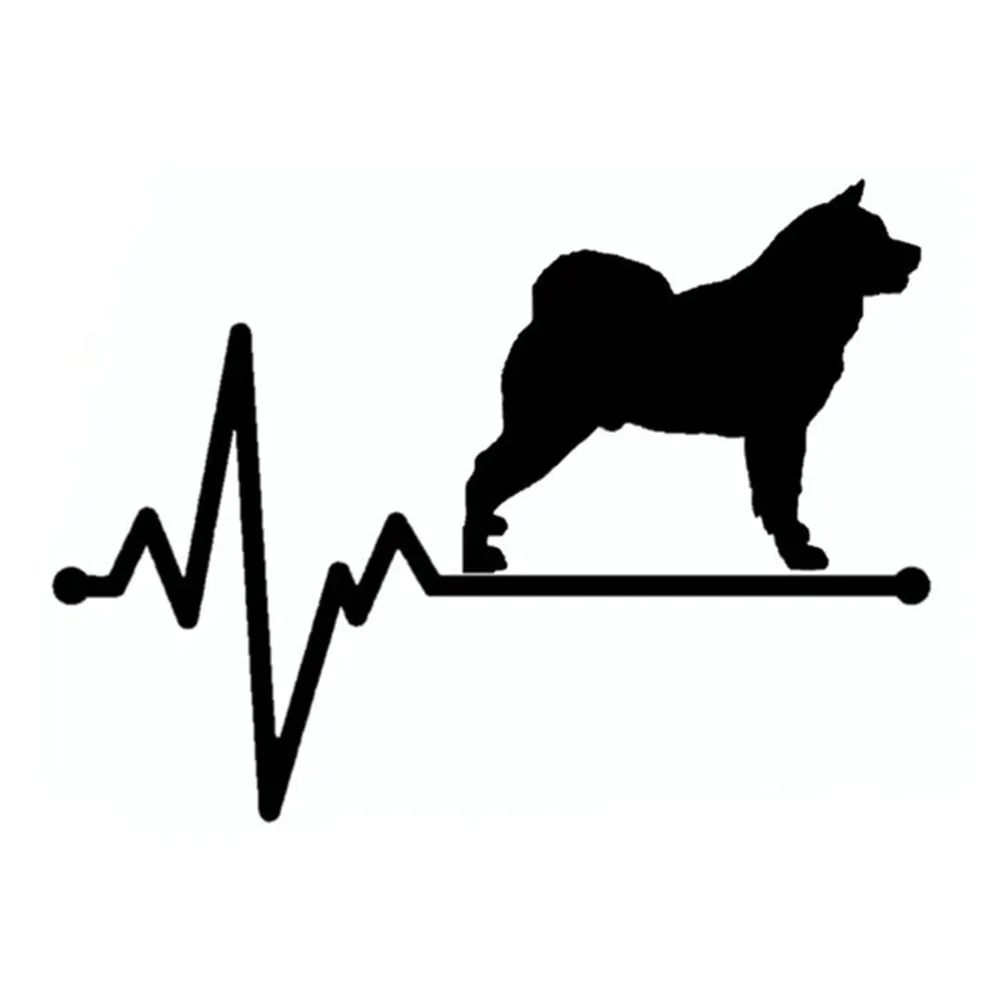 

14.5CM*10.6CM Akita Lifeline Dog Heartbeat Vinyl Car Sticker