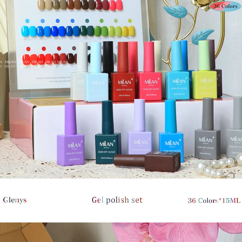 Glenys 36 pièces * 15ml vernis à ongles gel net rouge populaire avancé immersion gel salon de manucure essentiel nail art vernis ensemble