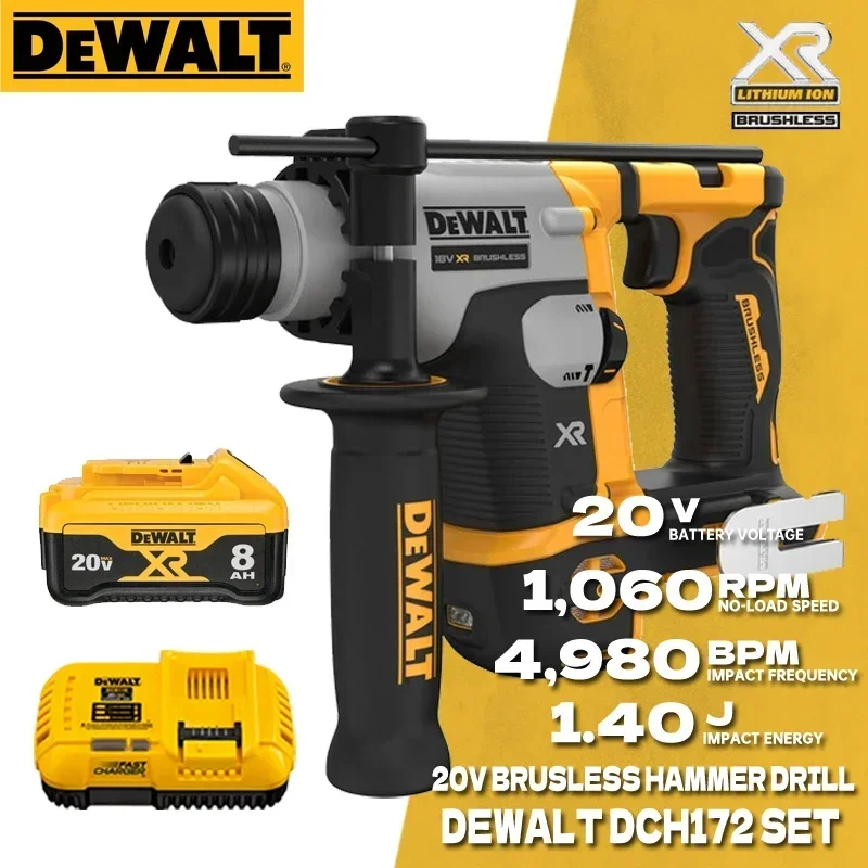 DEWALT DCH172 Беспроводной перфоратор ATOMIC 20 В с литий-ионным аккумулятором, ударная дрель, бесщеточный двигатель, электроинструмент DCB1104 DCB118 DEWALT DCH172 Беспроводной перфоратор ATOMIC 20 В с литий-ионным аккумулятором, ударная дрель, бесщеточный двигатель, электроинструмент DCB1104 DCB118