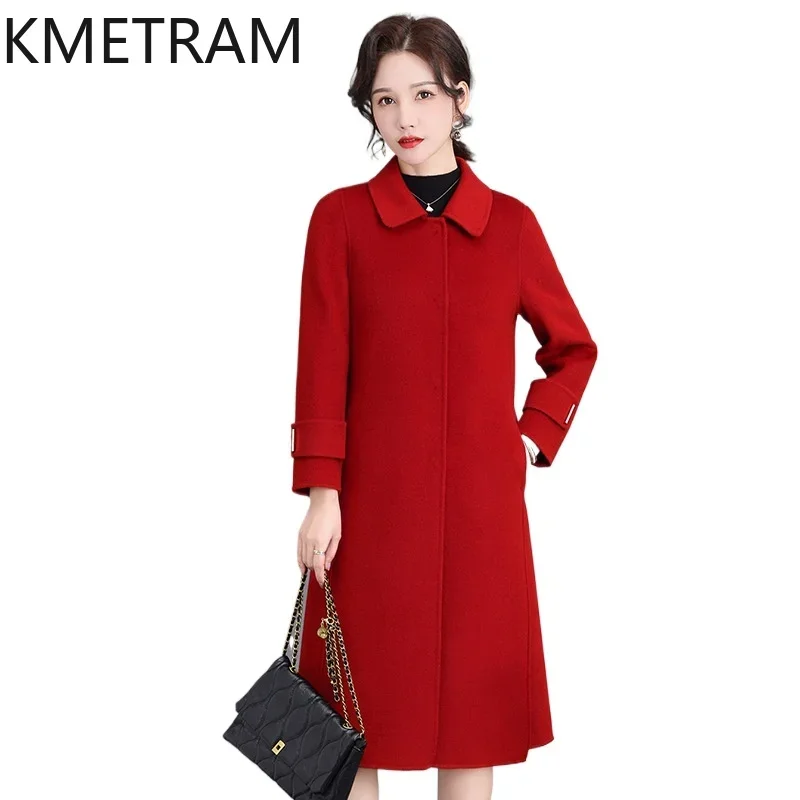 

KMETRAM 100% натуральная шерстяная куртка, женские роскошные длинные пальто, женская осенне-зимняя новая верхняя одежда, модная женская одежда пальто 2024
