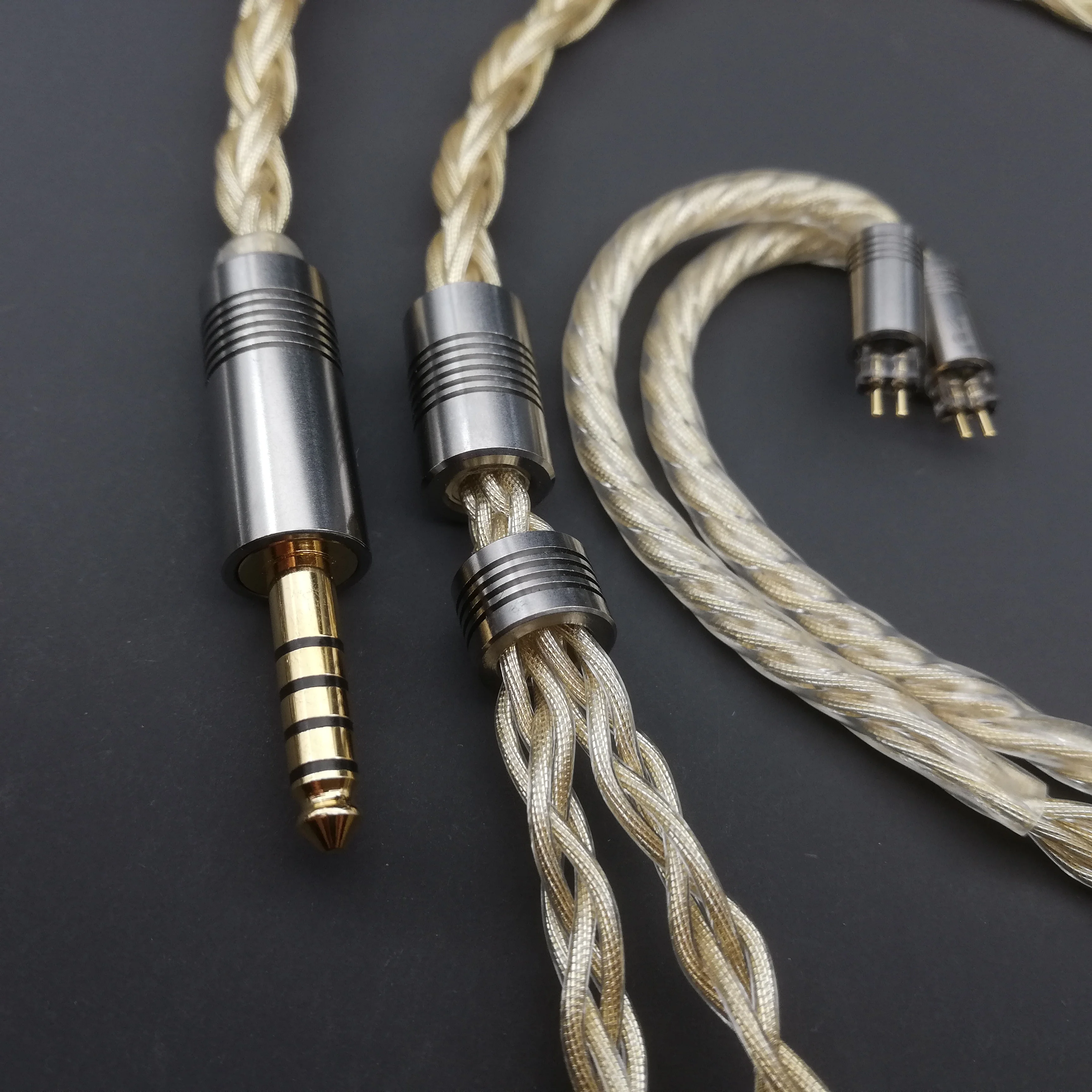 8-strand sterling silver plated gold foil earphone upgrade cable mmcx 2.5/4.4 balanced se84 Senhai ie900 Andromeda earphones