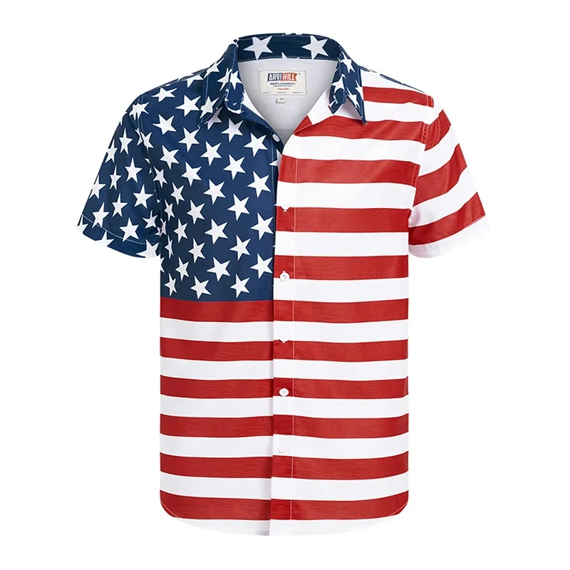 America Hawaiian Flag Men Fashion Shirts For Man Weed Clothing 3D Printed Beach Short Sleeve Y2k Vintage Clothes Blouse Shirt