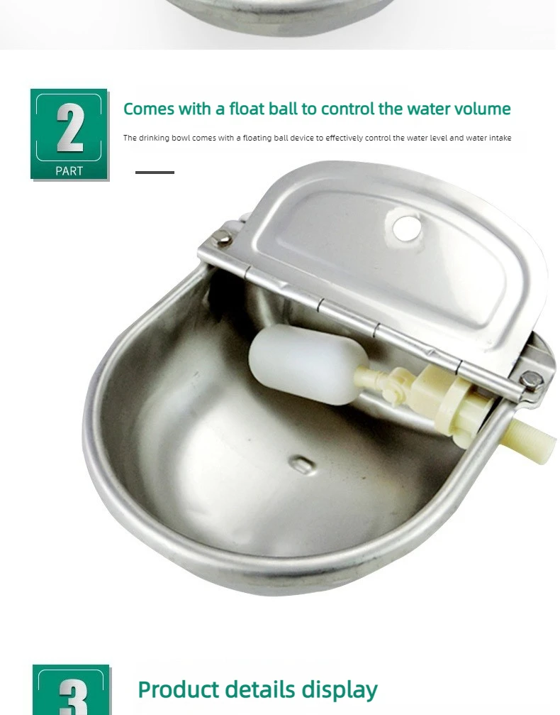 Stainless Steel Pet Water Dispenser with Float Ball Valve Automatic Dog Water Bowl Auto Refill Outdoor Hanging Pets Waterer