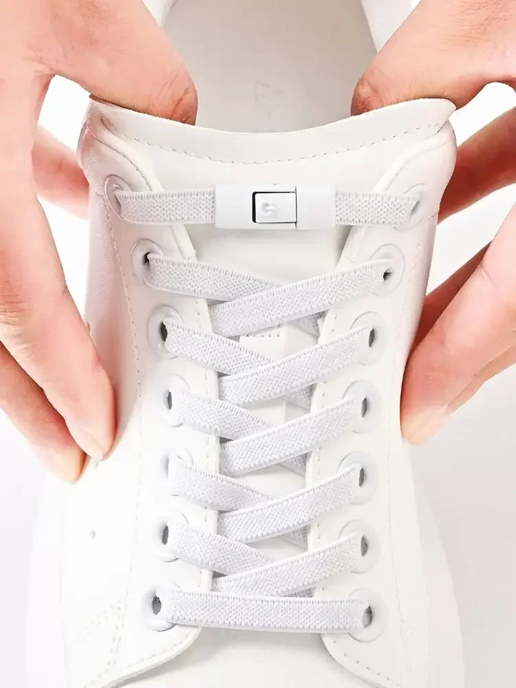 1 Pair Children's Elastic No Tie Shoelaces for Sneakers with Locking Toggle Sports Flat Shoe Laces Fashion Accessory