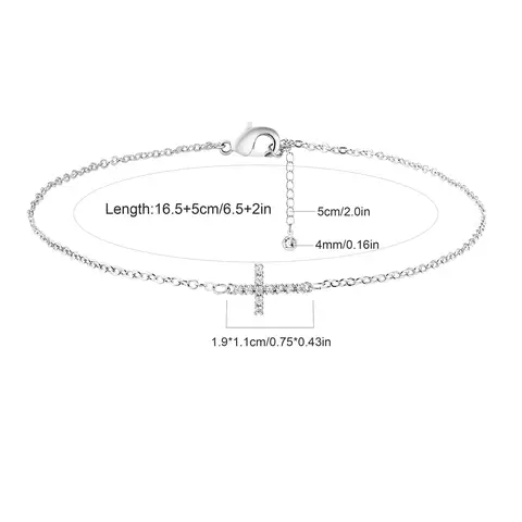 Elegant korsarmband - 925 sterlingsilver/18k guldpläterad CZ-kedjearmband för kvinnor Trendiga religiösa kristna smycken presenter 10 best sales fint guldarmband - №8