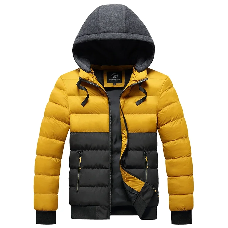 

2023 Winter New Men Warm Parker Jacket Casual Windbreaker Jacket Hooded Thickening Fashion Male Cotton Coat