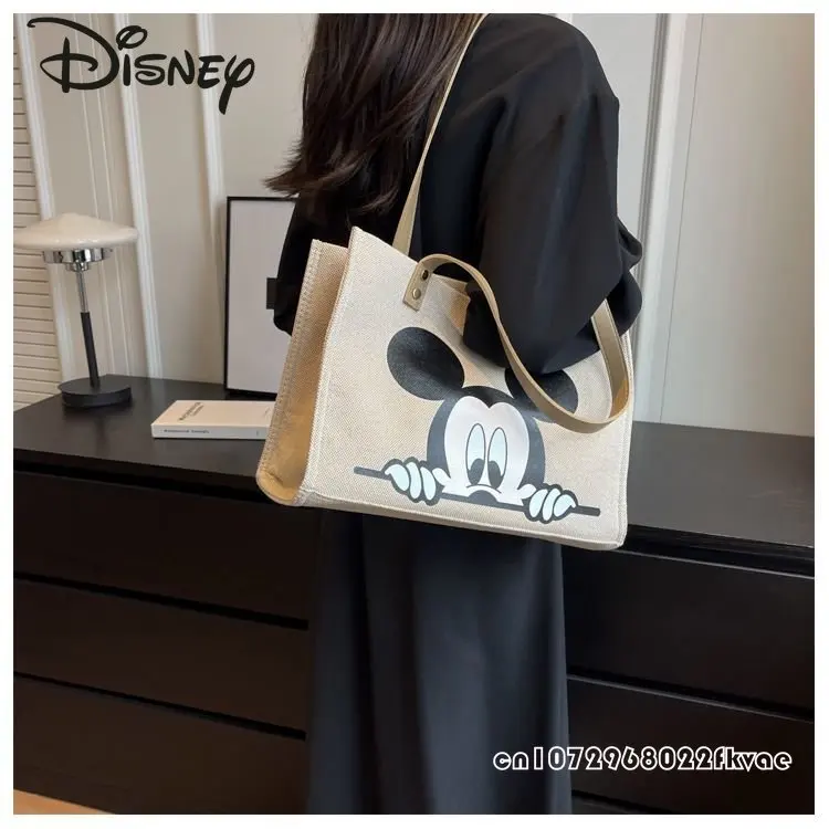 Disney Mickey New Women's Bag Fashion High Quality Canvas Shopping Handbag Cartoon Casual Large Capacity Women's Shoulder Bag