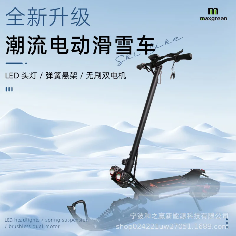 Electric ski with replaceable tires for ski resorts