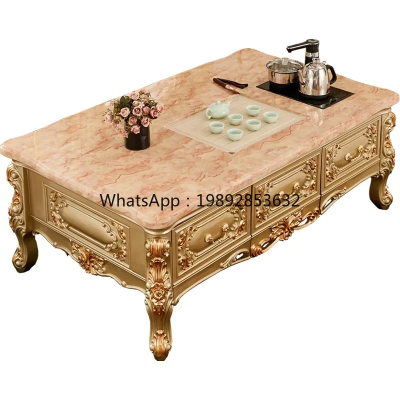 A2-5  European marble champagne high-end solid wood Kung Fu coffee tle tea tle