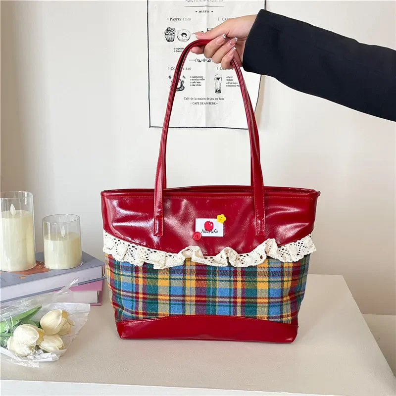 

Fashion PU Zipper Patchwork Shoulder Bags Large Capacity Versatile Commuting Tote Bags for Women 2025 Youth Casual Bag