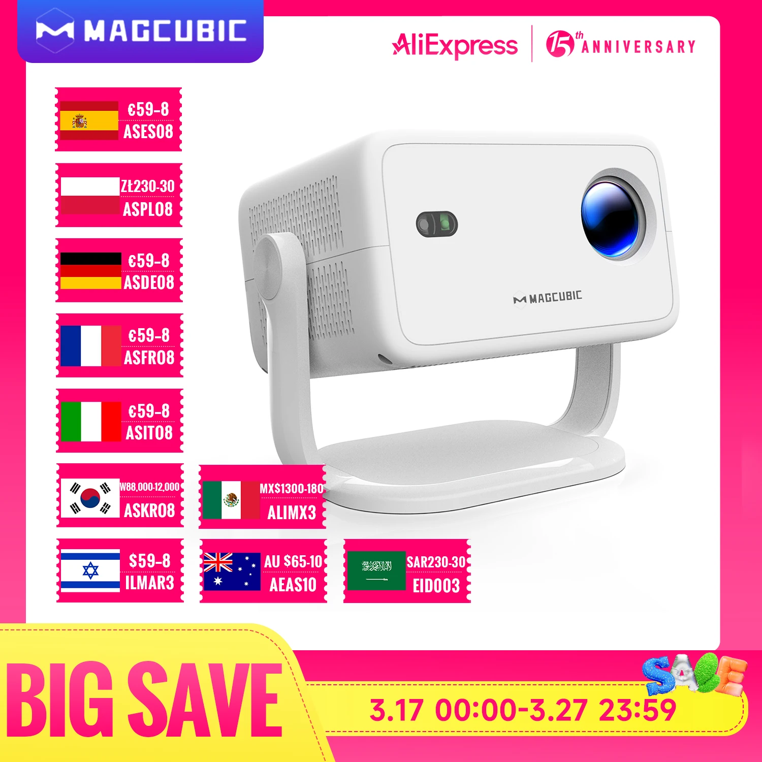 Magcubic Native 1080P 650ANSI 4K Android 11 L018 360° Projector With Auto Keystone Focus Air Mouse Wifi6 BT5.2 Portable Outdoor