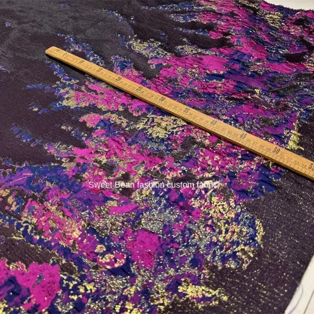 

Metal Wire Jacquard Fabric Relief Yarn Dyed Brocade Clothing Dress Fabrics Wholesale Cloth By The Meter for Diy Sewing Material