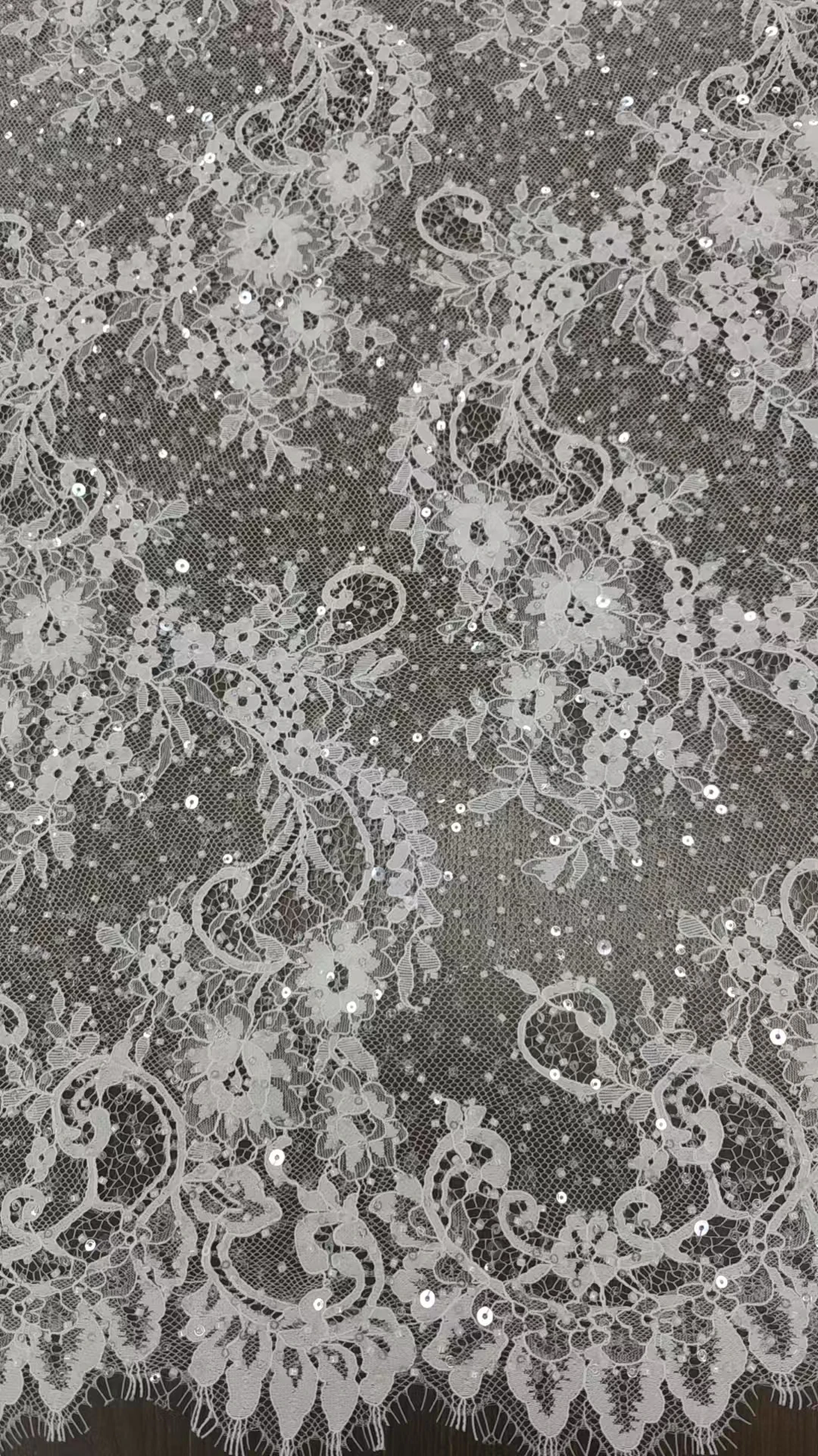 

3 Yards. High End French Beaded Sequin Embroidered Eyelash Lace Fabric, Evening Gown Wedding Dress Decoration Accessories