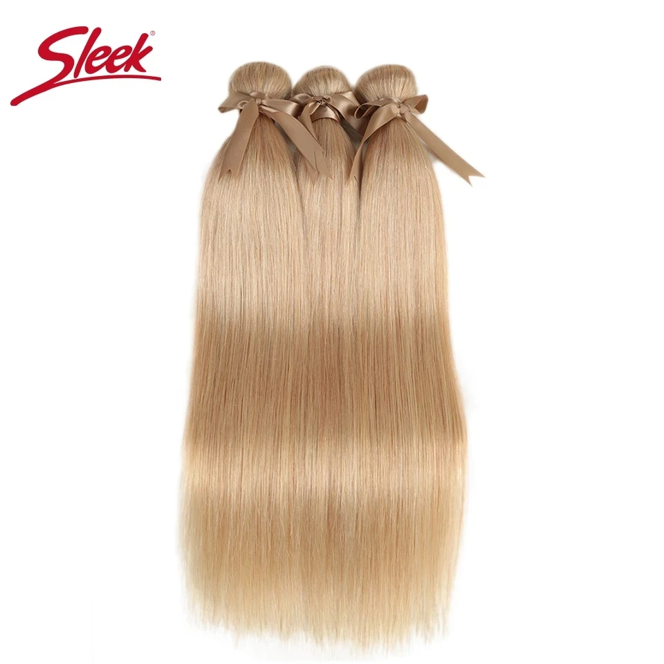 Sleek Remy บราซิลตรงผมรวมกลุ่ม10ถึง26นิ้วธรรมชาติตรงเส้นผมมนุษย์ Extension น้ำผึ้งสีบลอนด์ P27/613ผม