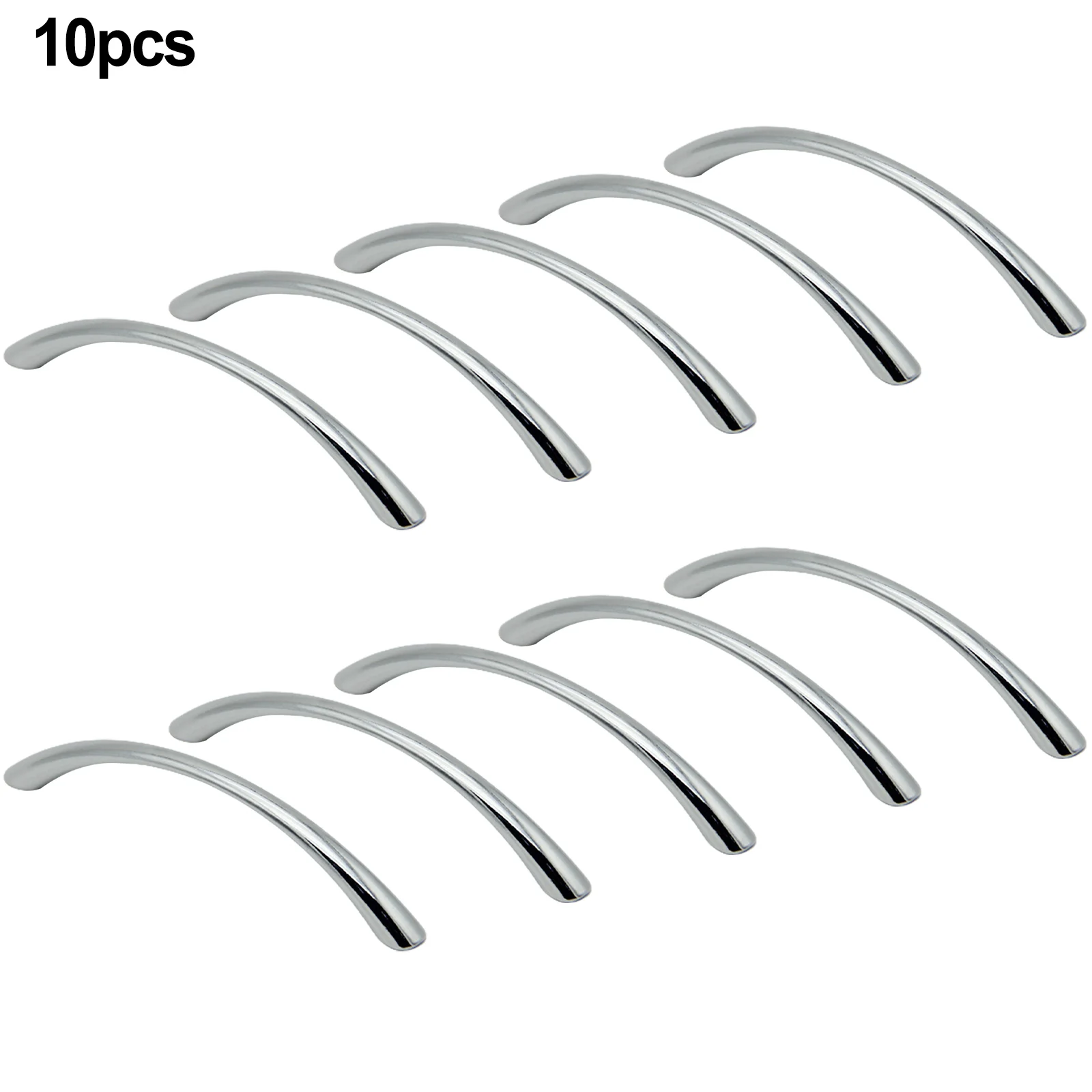 Pack of 10 Zinc Alloy Curved Cabinet Door Handles for Drawers Featuring Wear Resistant Electroplating and Clear Thread Design