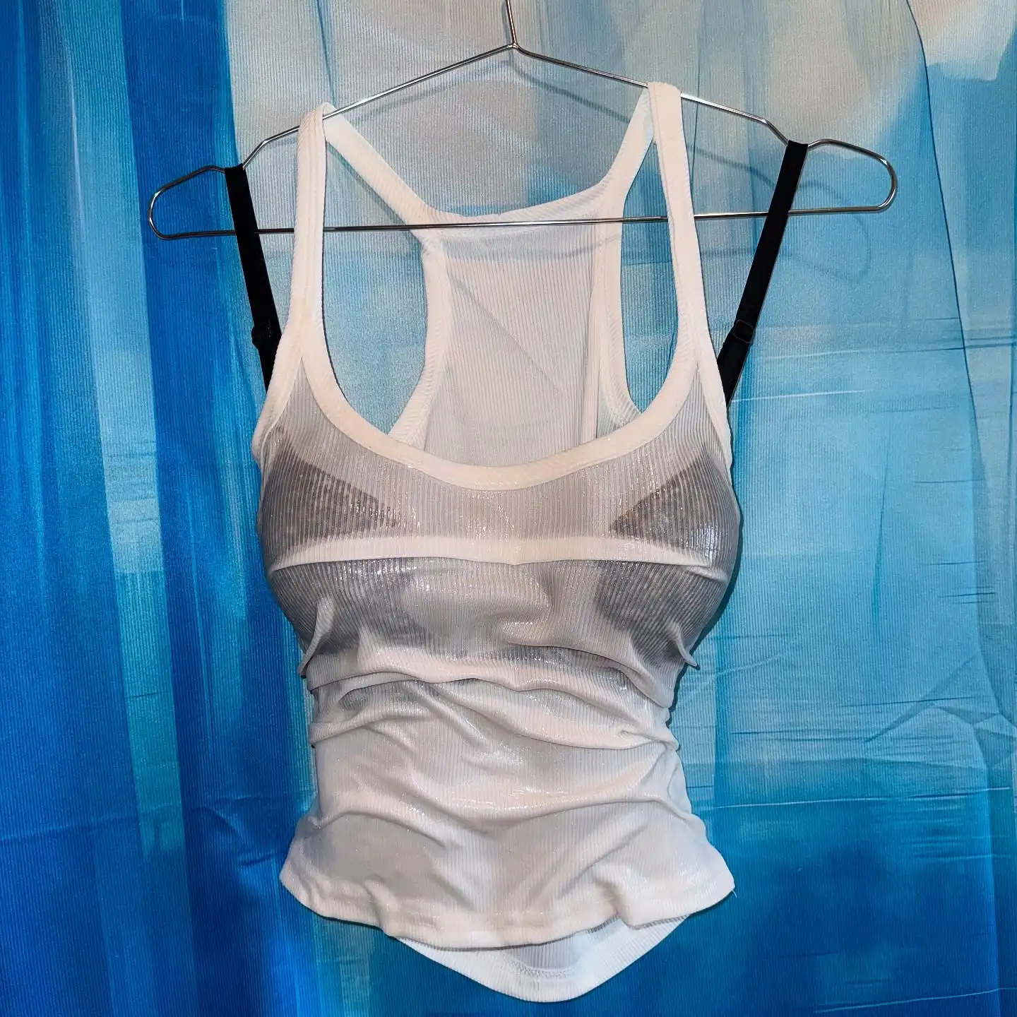 Chaleco blanco húmedo transparente para mujer, Top corto sin mangas a la moda, Sexy, ligero, transpirable, para fiesta en la playa, único