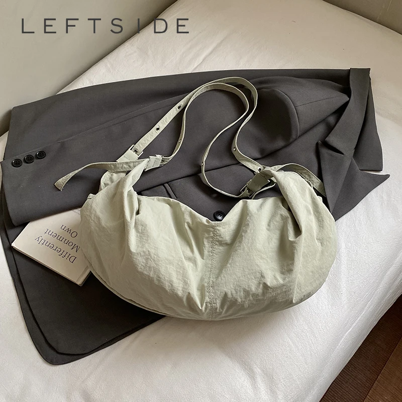 

Женская сумка-хобо LEFTSIDE из мягкой ткани, большая вместимость, минималистичный дизайн, повседневная, для офиса, через плечо, новинка 2026 года