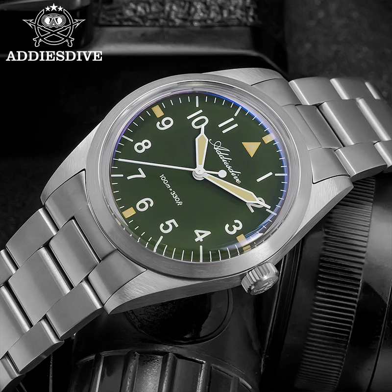 ADDIESDIVE Orologio da uomo in titanio 2025 Nuovo orologio da polso al quarzo 36mm Vetro a cupola 100m Impermeabile luminoso VH31 Orologio da polso AD2502