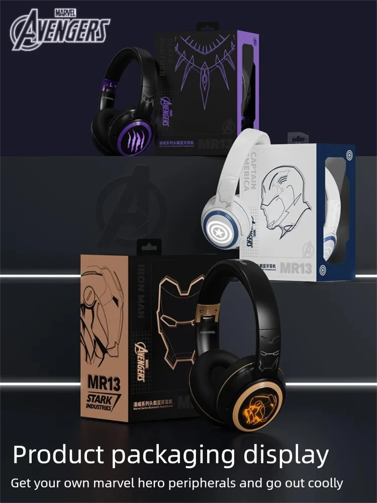 سماعة رأس لاسلكية من MARVEL Collaboration مزودة بتقنية البلوتوث 5.3 فوق سماعات الرأس معززة بحجاب 40 مم وسماعات الكمون المنخفض للغاية