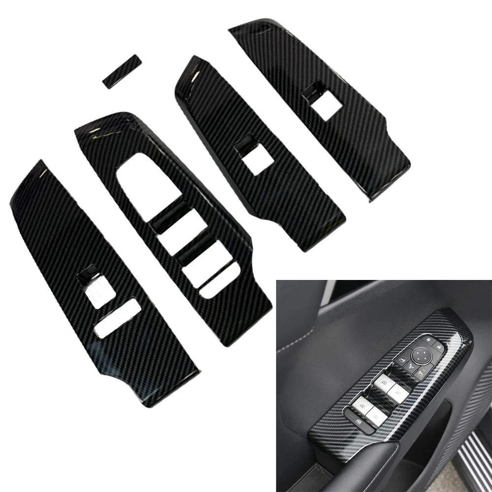 

Крышка переключателя подъема окна из углеродного волокна, накладка панели для Mitsubishi Outlander 2022-2023, накладки на панель переключателя подъема окна двери