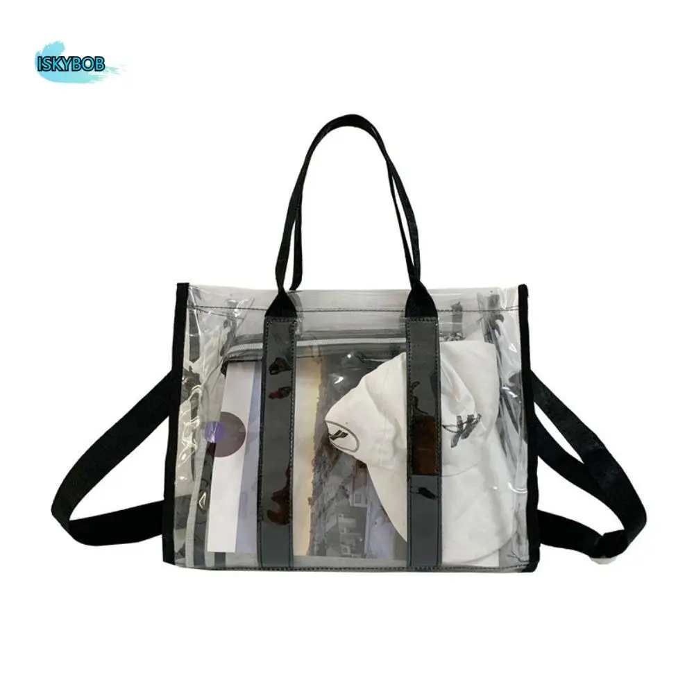 

Simple Waterproof PVC Beach Bag Clear Shoulder Bag Transparent Tote Bag Luggage Bag Large Capacity Swimming Handbag Male