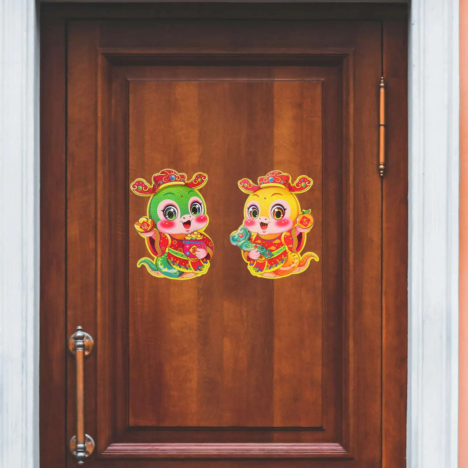 1 زوج السنة الصينية الجديدة ملصقات زجاجية مهرجان الربيع فو شخصية الباب يتمسك عطلة نافذة الشارات القمرية السنة الجديدة الزينة