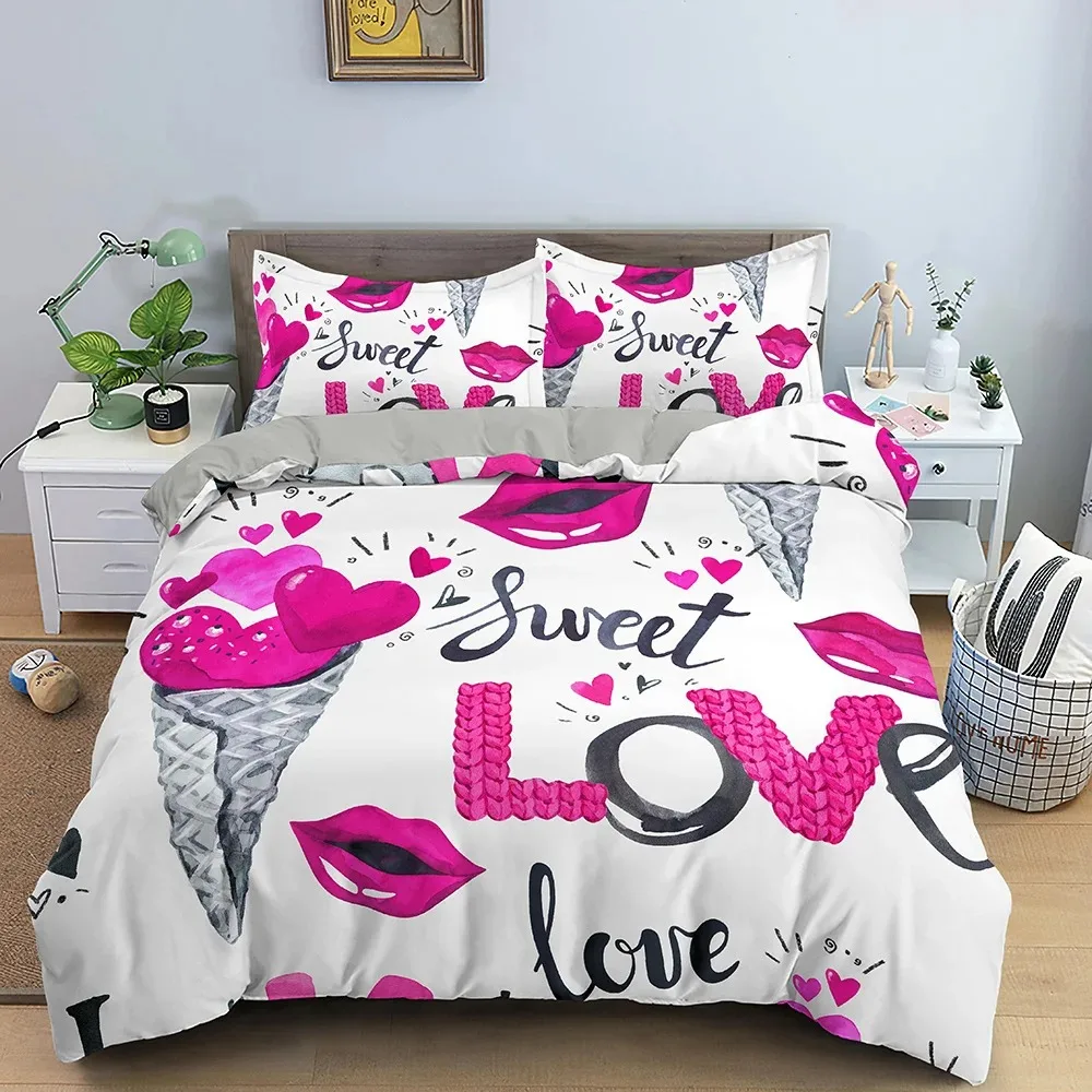 

3D Love Heart Duvet Cover Paris Tower Bedding Set Bed Linen Home Textile Bedclothes Soft Bed Set QueenKing Size for Kids