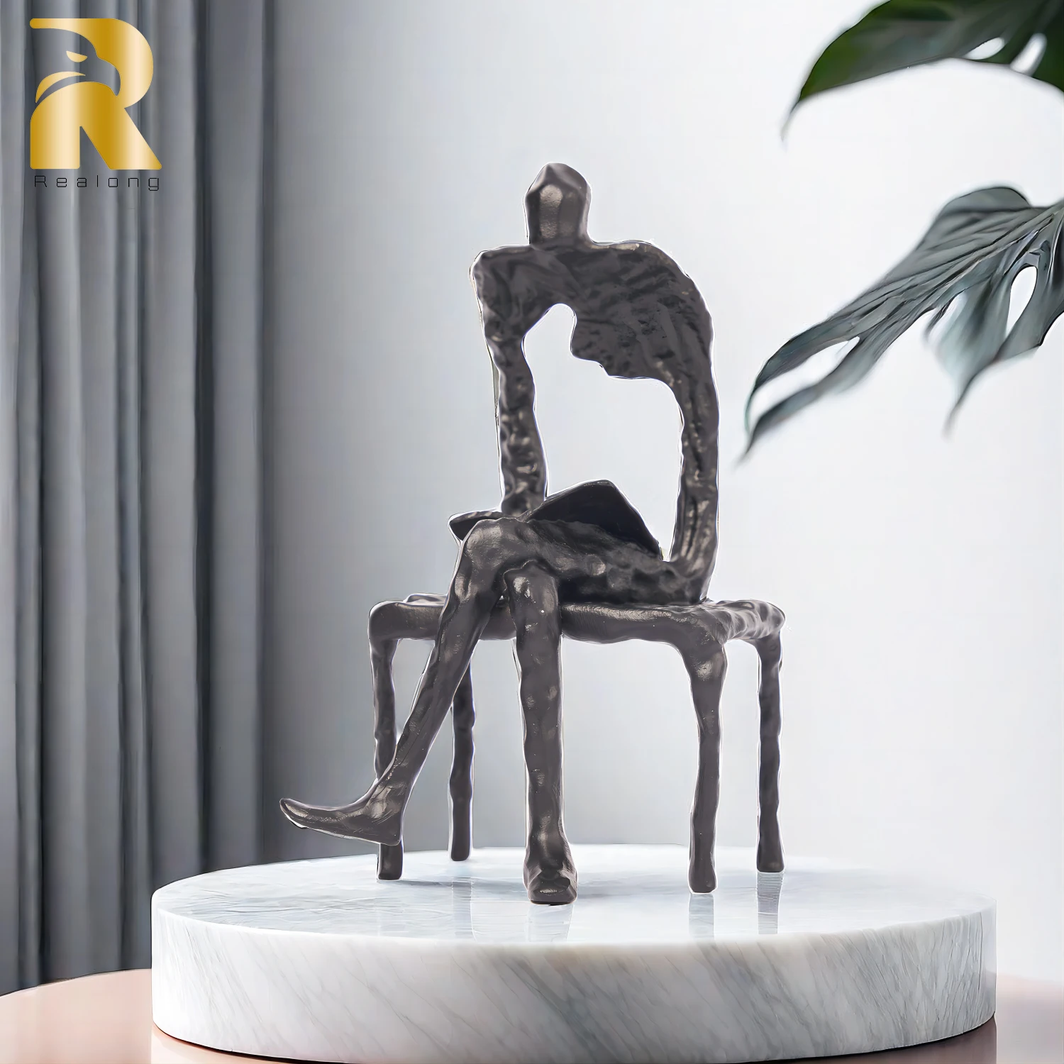 Imagem -03 - Modern Art Abstract Reading Book Estátua Handmade Figurines Creative Metal Escultura Home Office Decor Artesanato Ornamento 15cm